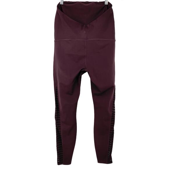 H&M SPORT Maternity Activewear Leggings Size Medium Maroon Sheer Mesh Detail - Picture 4 of 6